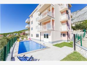 Appartementen Seaview Makarska Riviera, Kwadratuur 50,00 m2, Accommodatie met zwembad, Lucht afstand tot de zee 250 m
